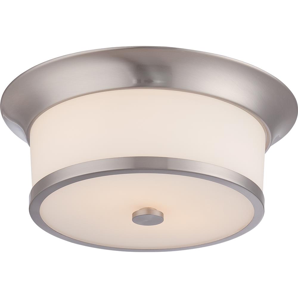 Nuvo Lighting 60/5460  Mobili - 2 Light Flush Fixture with Satin White Glass in Brushed Nickel Finish